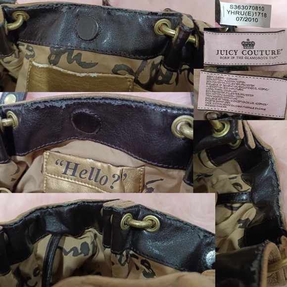 Juicy Couture Bag Purse Vintage Crown Logo Velour Hobo Chain Charm Y2k Bling - Picture 7 of 8